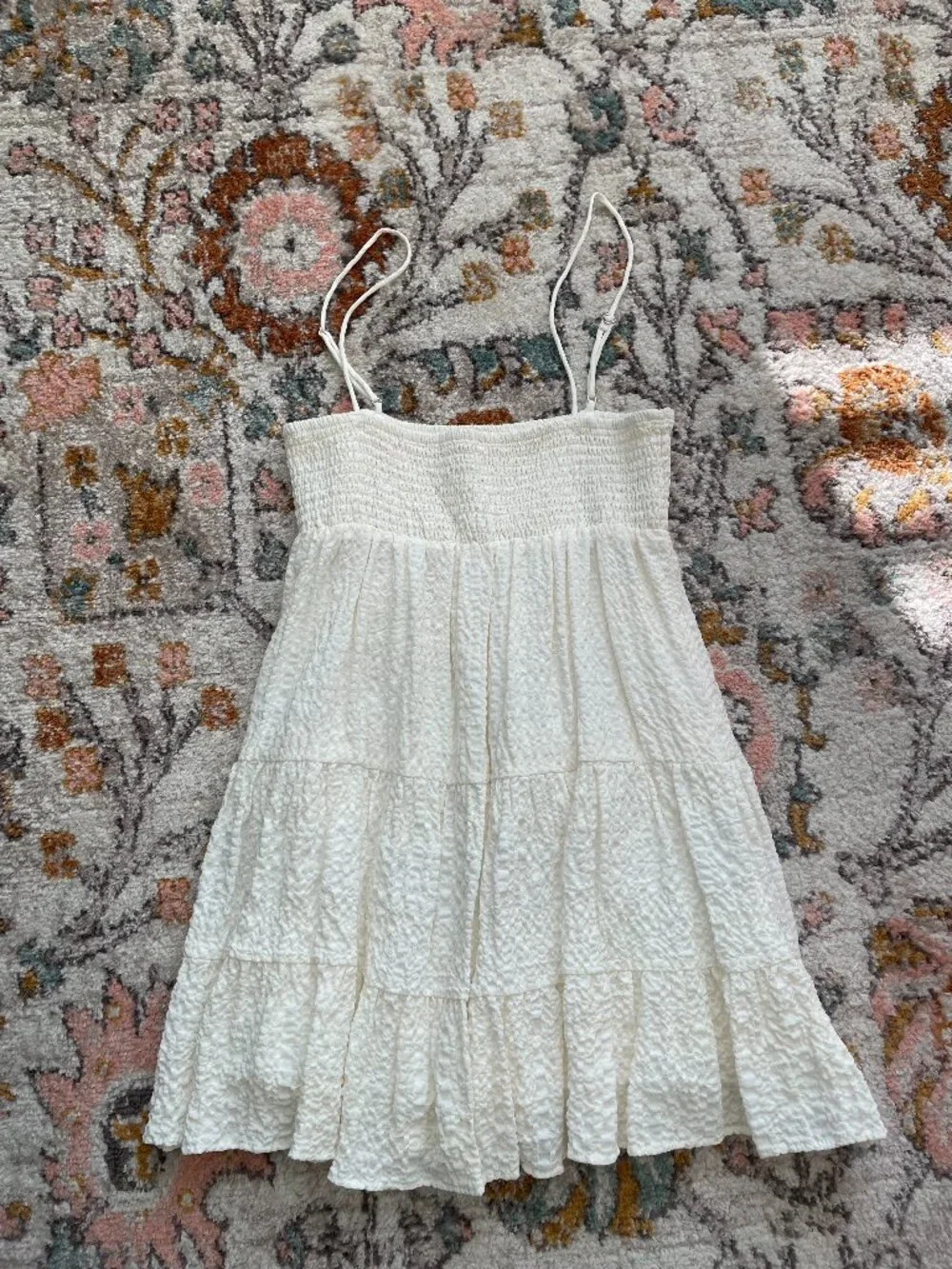 Zara Textured Short Dress - White/Cream - Picture 2 of 3